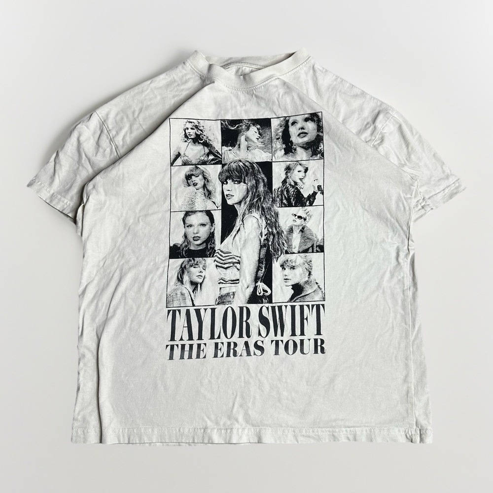Taylor Swift Band Shirt Mens Small Cream White Era Tour Dates Double-Sided Music